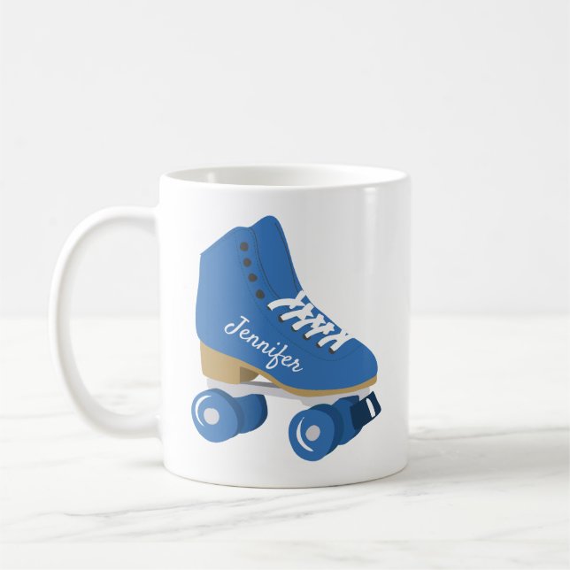 Mug Royal Blue Retro Quad Roller Patinage Personnalisé (Gauche)