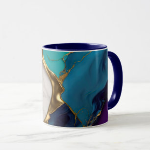 Mug Royal Sarcelle & Améthyste Marbré avec Veines d'Or