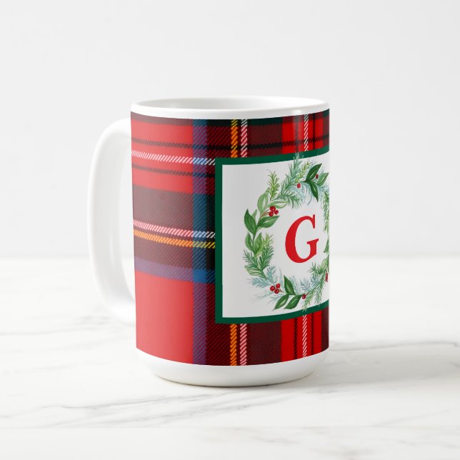 Mug Royal Stewart Christmas Plaid MONOGRAMME (Devant gauche)