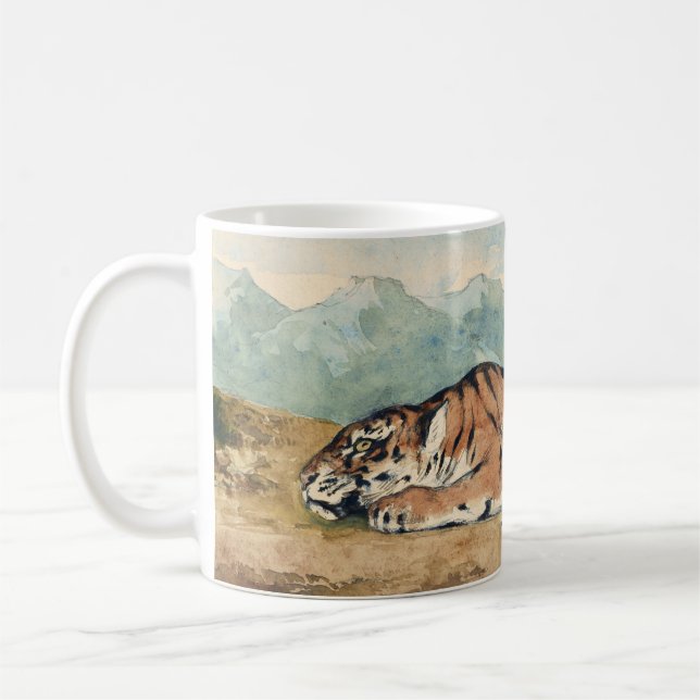 Mug Royal Tiger, Eugene Delacroix, French Watercolor, (Gauche)