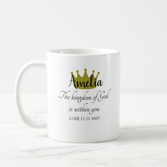 Mug Royaume de Dieu Nom de verset biblique et couronne (Gauche)