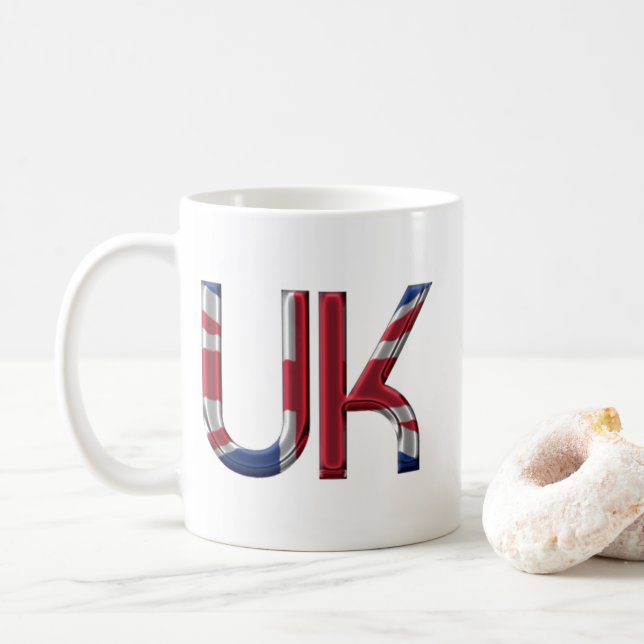 Mug Royaume-Uni Union Jack British Drapeau Typographie (Avec donut)