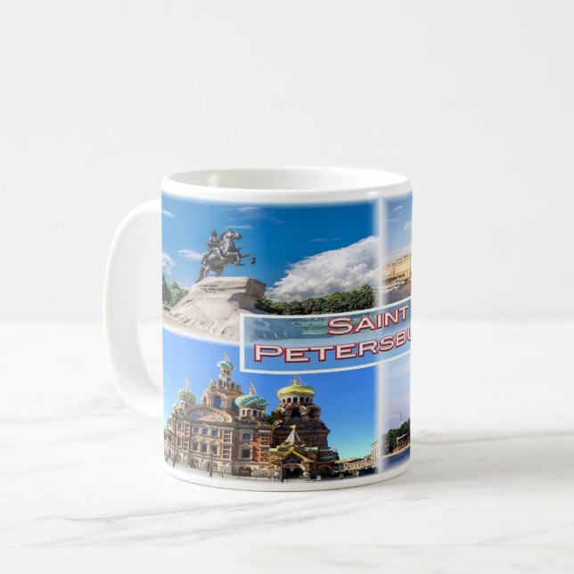 Mug RU Saint Petersburg - Horseman en bronze - Hermita (Devant gauche)