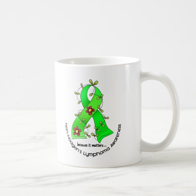 Mug RUBAN 1 de FLEUR de Non-Hodgkins de conscience de (Droite)