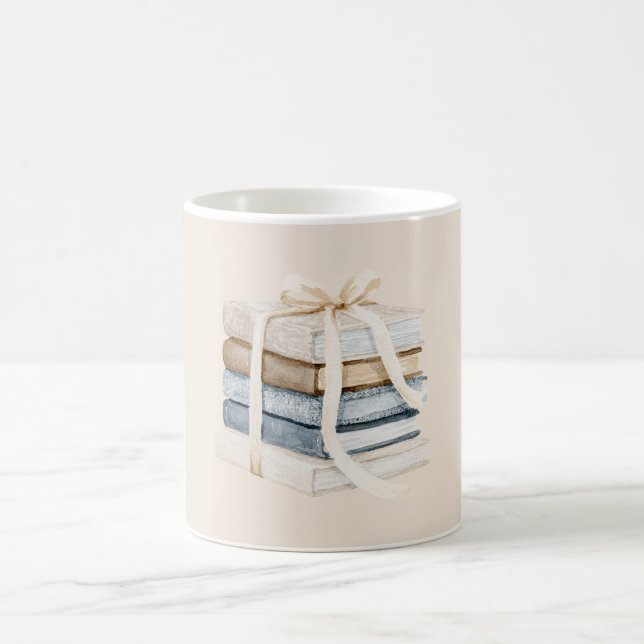Mug Ruban Arc-en-ciel Livres Bleu Crème (Centre)