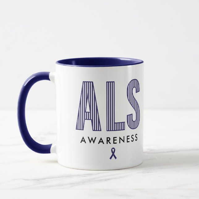 Mug Ruban bleu de sensibilisation à la SLA (Gauche)