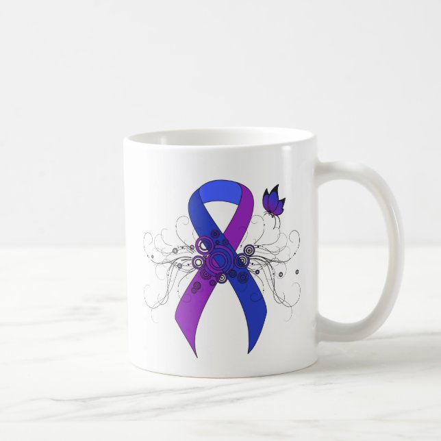 Mug Ruban bleu et violet avec papillon (Droite)