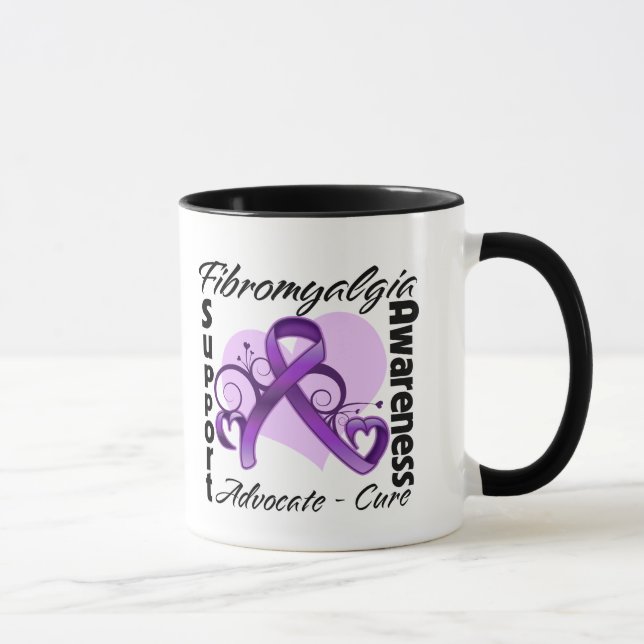 Mug Ruban de coeur - conscience de fibromyalgie (Droite)