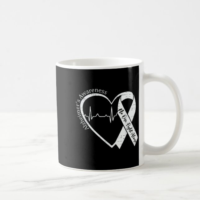 Mug Ruban de cœur de sensibilisation à Alzheimer viole (Droite)
