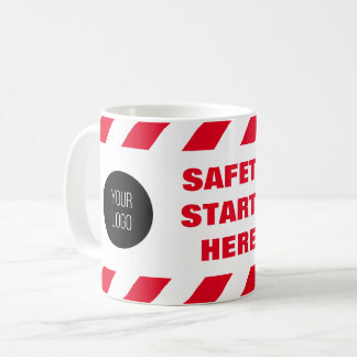 Mug Ruban de feu rouge et blanc Logo Safety Starts Her