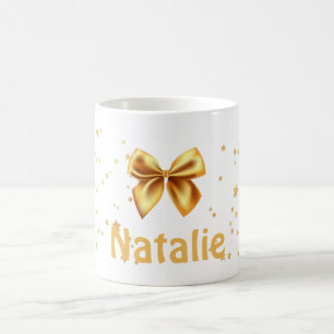 Mug Ruban de parties scintillant en or monogramme joli