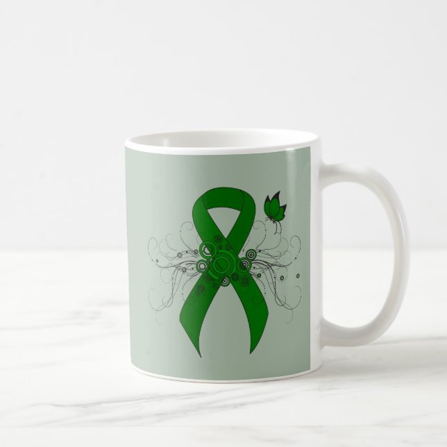 Mug Ruban de sensibilisation au vert avec papillon (Droite)