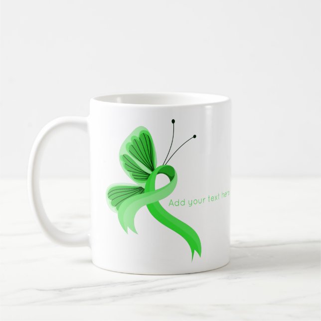 Mug Ruban de sensibilisation aux papillons vert clair (Gauche)