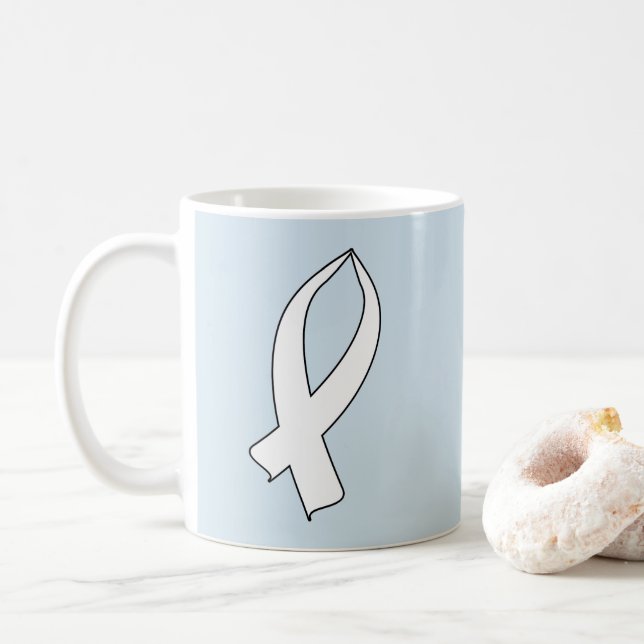 Mug Ruban de sensibilisation (blanc) (Avec donut)