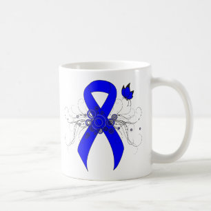 Mug Ruban de sensibilisation bleu avec papillon