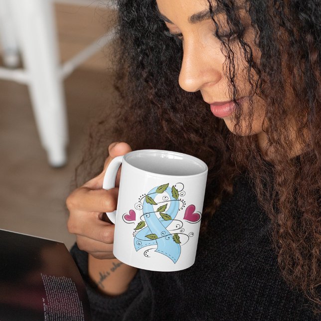 Mug Ruban de sensibilisation bleu clair, soutien et es (Créateur téléchargé)
