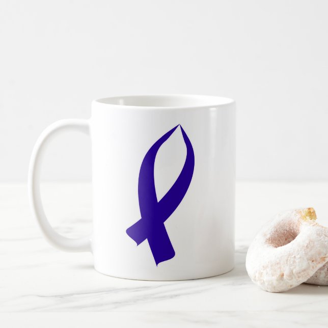 Mug Ruban de Sensibilisation (Bleu foncé) (Avec donut)