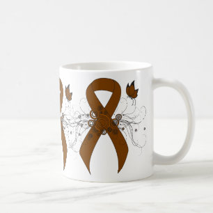 Mug Ruban de sensibilisation Brown avec papillon
