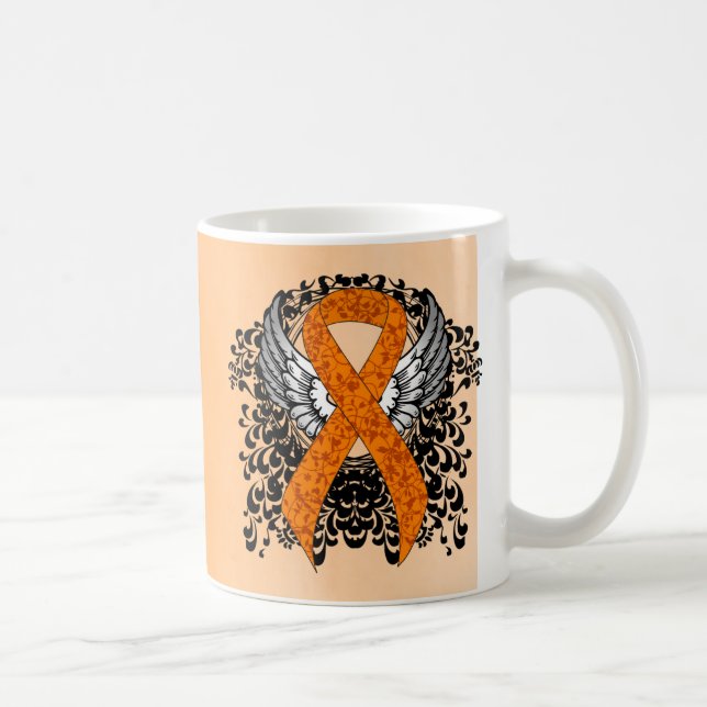 Mug Ruban de sensibilisation orange avec ailes (Droite)