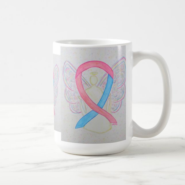 Mug Ruban de sensibilisation rose et bleu Angel Art Mu (Droite)