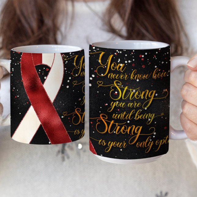 Mug Ruban de sensibilisation Rouge et Blanc Design de  (Créateur téléchargé)
