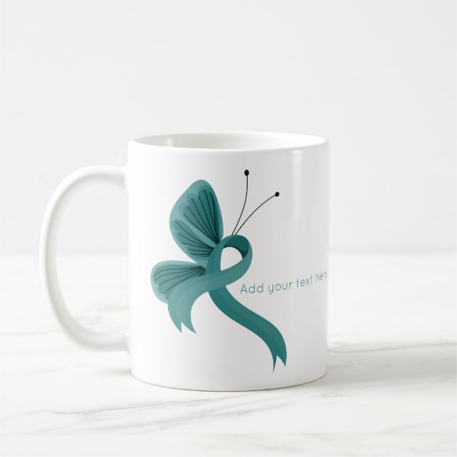 Mug Ruban de sensibilisation rouge et blanc Papillon d (Gauche)