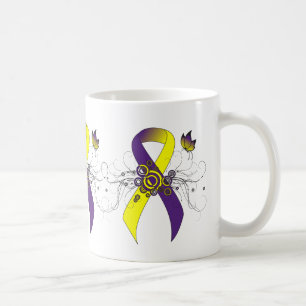 Mug Ruban de sensibilisation violet et jaune avec papi