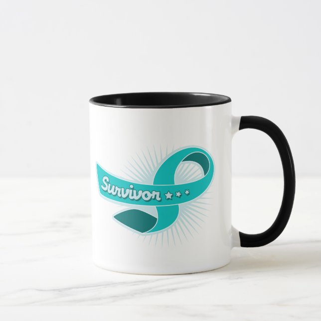 Mug Ruban de survivant de Cancer ovarien (Droite)