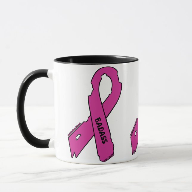Mug Ruban déchiré / Badass...Cancer du sein (Gauche)