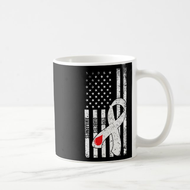 Mug Ruban du drapeau américain de sensibilisation au d (Droite)