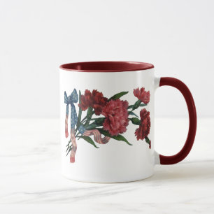 Mug Ruban et fleurs patriotiques vintages
