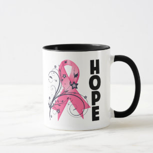 Mug Ruban floral d'espoir de cancer du sein