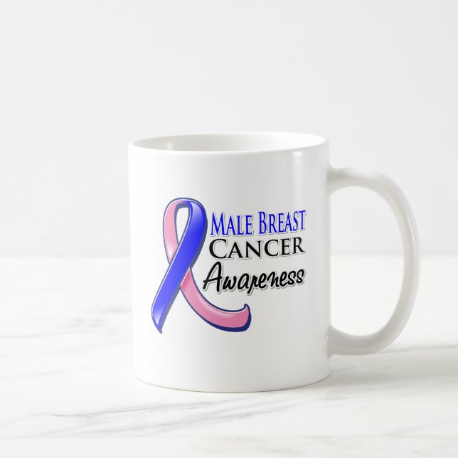 Mug Ruban masculin de conscience de cancer du sein (Droite)