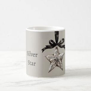 Mug Ruban Noir Gris Étoile Argentée