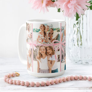 Mug Ruban photo Collage de collection de pinceau rose