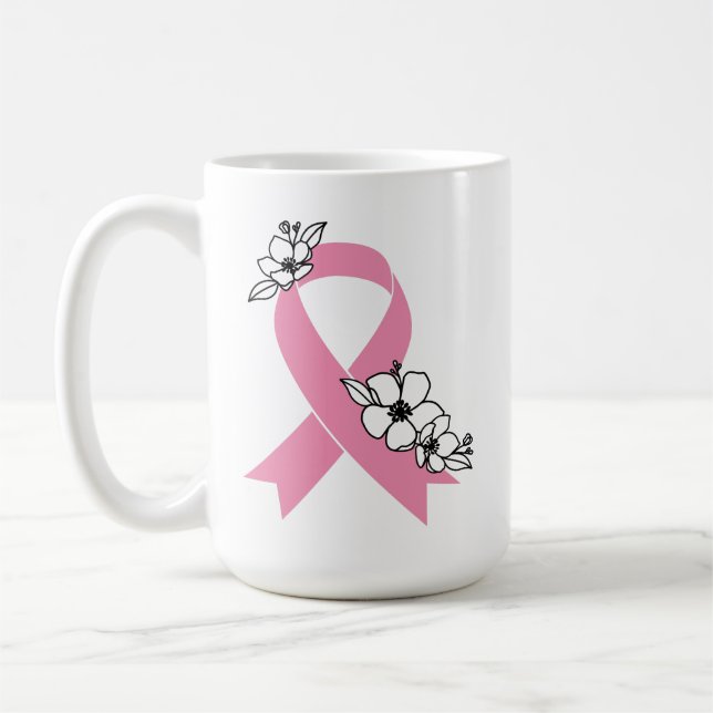 Mug Ruban rose aux fleurs (Gauche)