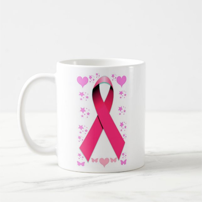 Mug Ruban rose - espoir, amour, et soin (Gauche)