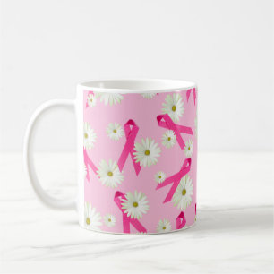 Mug ruban rose et conception marguerite