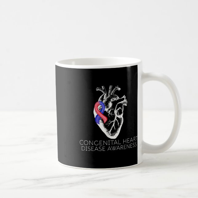 Mug Ruban Rouge Et Bleu Maladie Cardiaque Congénitale  (Droite)