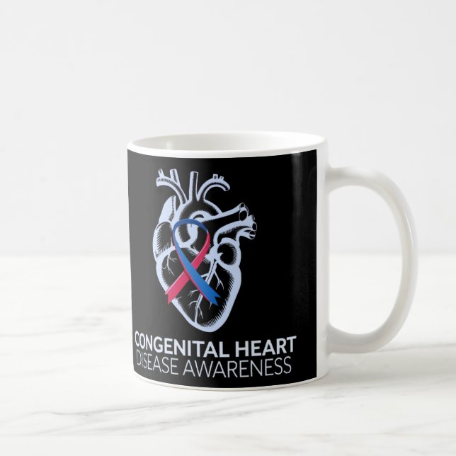 Mug Ruban Rouge Et Bleu Maladie Cardiaque Congénitale  (Droite)
