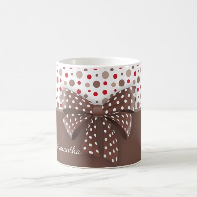 Mug Ruban rouge et cappuccino Pois et chocolat (Centre)
