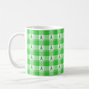 Mug Ruban vert citron à carreaux pour la sensibilisati