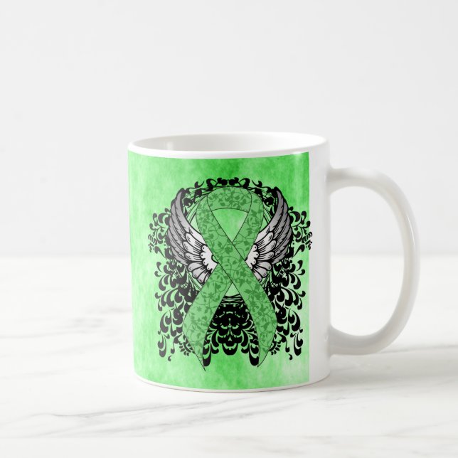 Mug Ruban vert clair avec ailes (Droite)