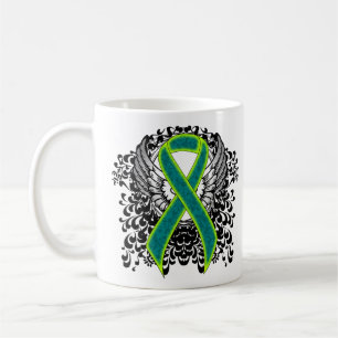 Mug Ruban vert turquoise et citron vert avec ailes