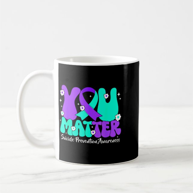 Mug Ruban violet sarcelle de sensibilisation à la prév (Gauche)