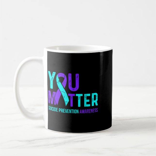 Mug Ruban violet sarcelle de sensibilisation à la prév (Gauche)
