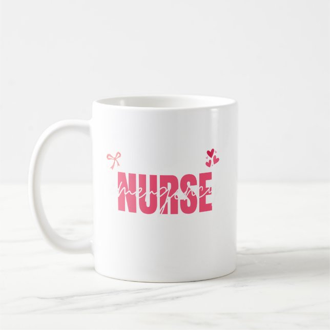 Mug Rubans de cœur de l'infirmière d'urgence mignonne (Gauche)