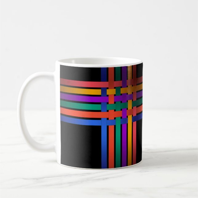 Mug Rubans de satin de soie rayés de lignes abstraites (Gauche)