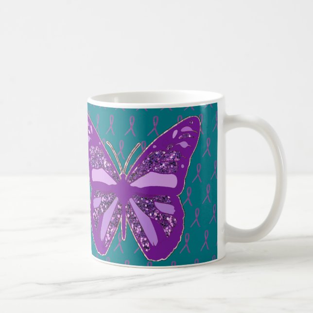 Mug Rubans de sensibilisation Turquoise et violette (Droite)