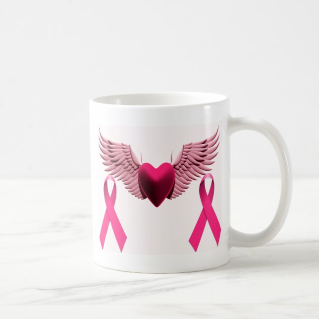 Mug Rubans et coeur roses de l'amour et de l'appui (Droite)